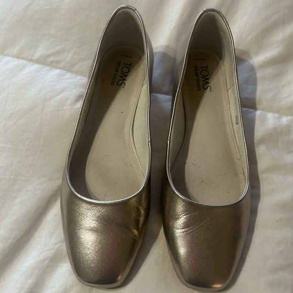 Brielle Light Gold Metallic Leather TOMS Flats - Picture 6 of 9